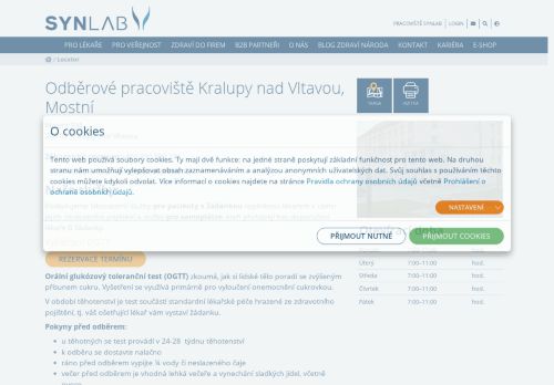 Zobrazit webové stránky SYNLAB - odběrové pracoviště Kralupy nad Vltavou (ul. Mostní)