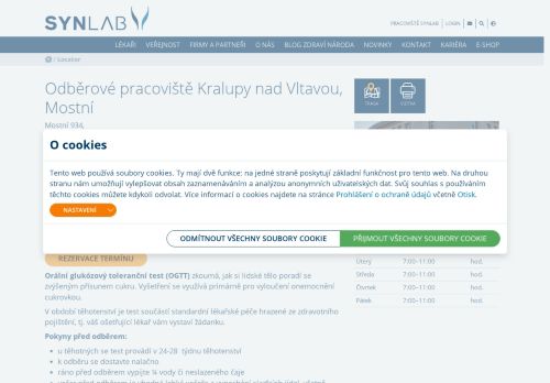 Zobrazit webové stránky SYNLAB - odběrové pracoviště Kralupy nad Vltavou (ul. Mostní)