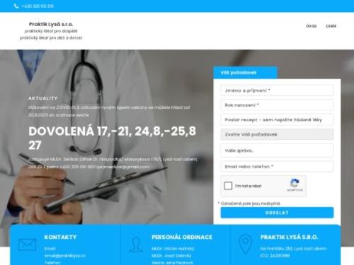 Praktický lékař pro děti a dorost a pro dospělé - Praktik Lysá s.r.o. - MUDr. Josef Dalecký, MUDr. Václav Hulínský