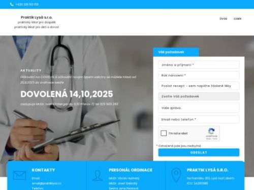 Praktický lékař pro děti a dorost a pro dospělé - Praktik Lysá s.r.o. - MUDr. Josef Dalecký, MUDr. Václav Hulínský