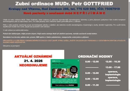 Zobrazit webové stránky Zubní ordinace - MUDr. Petr Gottfried
