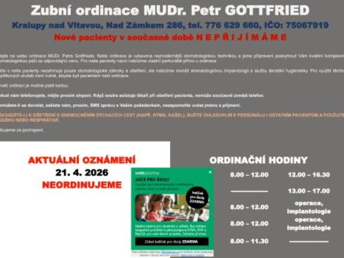 Zubní ordinace - MUDr. Petr Gottfried