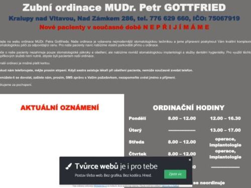 Zubní ordinace - MUDr. Petr Gottfried