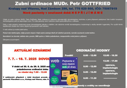 Zobrazit webové stránky Zubní ordinace - MUDr. Petr Gottfried