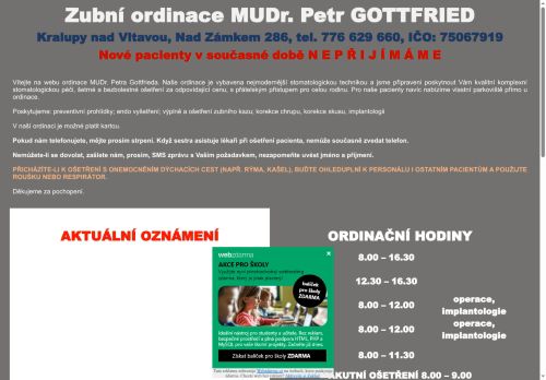 Zobrazit webové stránky Zubní ordinace - MUDr. Petr Gottfried
