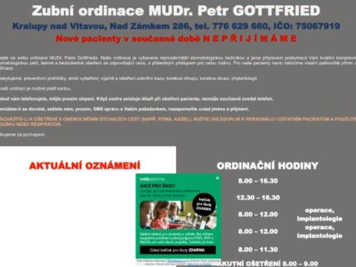 Zubní ordinace - MUDr. Petr Gottfried