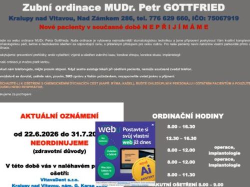 Zubní ordinace - MUDr. Petr Gottfried