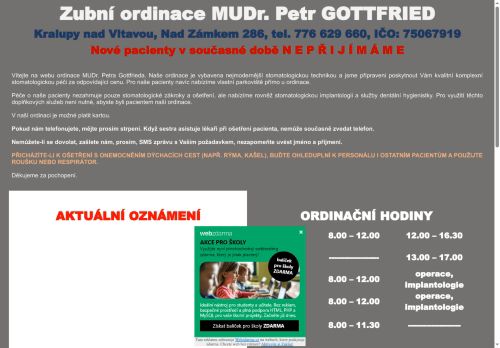 Zobrazit webové stránky Zubní ordinace - MUDr. Petr Gottfried