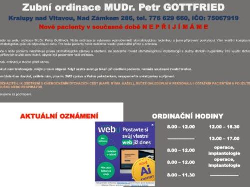 Zubní ordinace - MUDr. Petr Gottfried