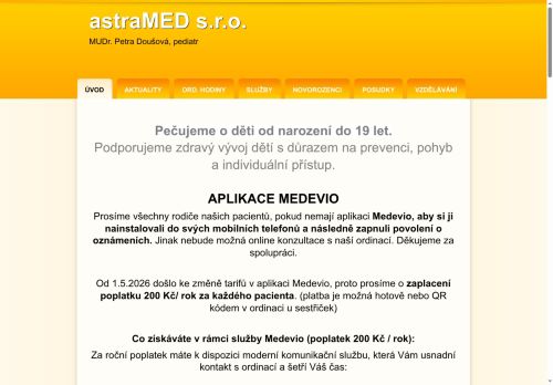 Zobrazit webové stránky Praktický lékař pro děti a dorost astraMED - MUDr. Petra Doušová, MUDr. Simona Timková