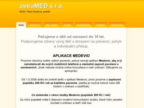 Praktický lékař pro děti a dorost astraMED - MUDr. Petra Doušová, MUDr. Simona Timková
