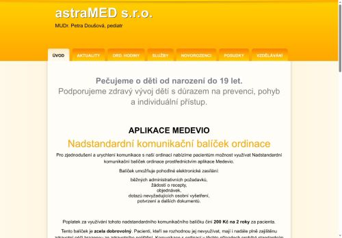Zobrazit webové stránky Praktický lékař pro děti a dorost astraMED - MUDr. Petra Doušová, MUDr. Simona Timková