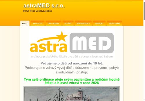 Zobrazit webové stránky Praktický lékař pro děti a dorost astraMED - MUDr. Petra Doušová, MUDr. Simona Timková
