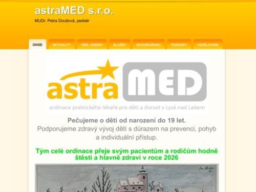 Praktický lékař pro děti a dorost astraMED - MUDr. Petra Doušová, MUDr. Simona Timková