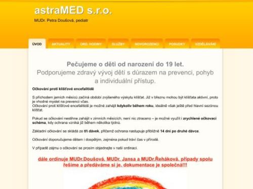 Praktický lékař pro děti a dorost astraMED - MUDr. Petra Doušová, MUDr. Simona Timková