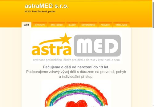 Zobrazit webové stránky Praktický lékař pro děti a dorost astraMED - MUDr. Petra Doušová, MUDr. Simona Timková
