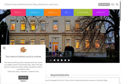 Webové stránky Základní škola a Mateřská škola Zdiby, příspěvková organizace, Zdiby