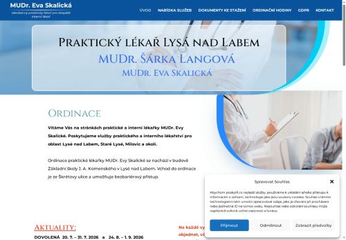 Zobrazit webové stránky Praktický lékař pro dospělé a interní lékař - MUDr. Eva Skalická