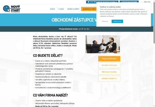 Webové stránky NOVÝ START, personální agentura s.r.o., Třebíč