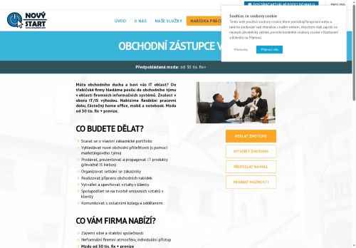 Webové stránky NOVÝ START, personální agentura s.r.o., Třebíč
