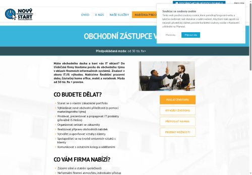 Webové stránky NOVÝ START, personální agentura s.r.o., Třebíč