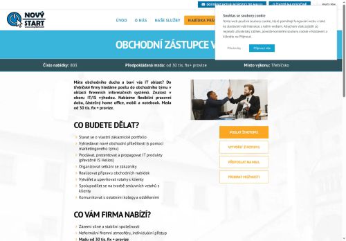 Webové stránky NOVÝ START, personální agentura s.r.o., Třebíč