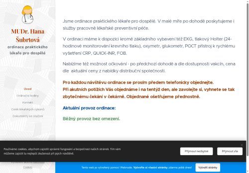 Zobrazit webové stránky Praktický lékař pro dospělé - MUDr. Hana Šubrtová