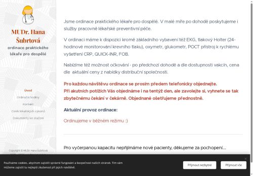 Zobrazit webové stránky Praktický lékař pro dospělé - MUDr. Hana Šubrtová
