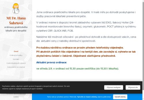 Zobrazit webové stránky Praktický lékař pro dospělé - MUDr. Hana Šubrtová