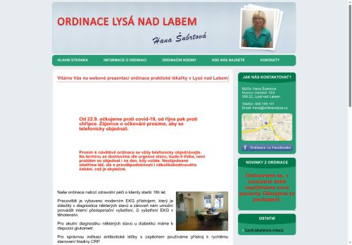 Zobrazit webové stránky Praktický lékař pro dospělé - MUDr. Hana Šubrtová