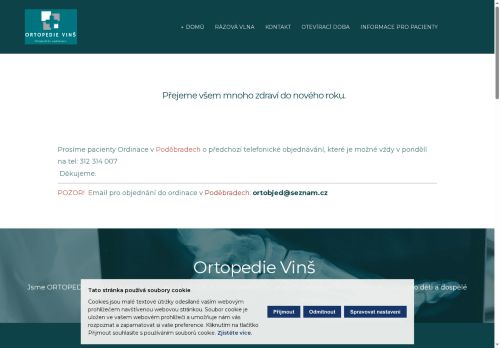 Zobrazit webové stránky Ortopedie Vinš - MUDr. Michal Vlk, MUDr. Milan Plaček, MUDr. Milan Němejc