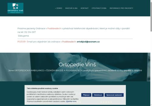 Zobrazit webové stránky Ortopedie Vinš - MUDr. Michal Vlk, MUDr. Milan Plaček, MUDr. Milan Němejc