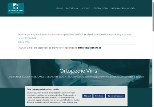 Zobrazit webové stránky Ortopedie Vinš - MUDr. Michal Vlk, MUDr. Milan Plaček, MUDr. Milan Němejc