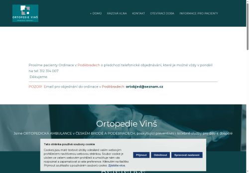 Zobrazit webové stránky Ortopedie Vinš - MUDr. Michal Vlk, MUDr. Milan Plaček, MUDr. Milan Němejc