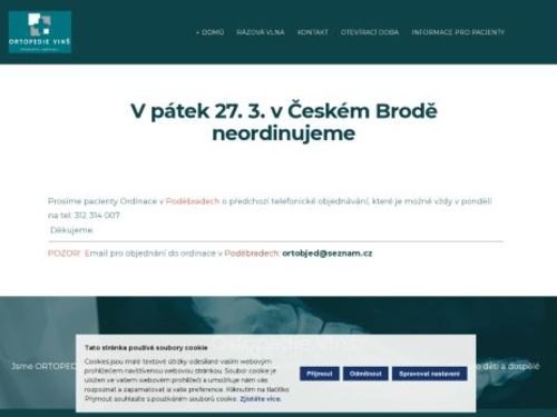 Ortopedická ambulance - MUDr. Oldřich Vinš