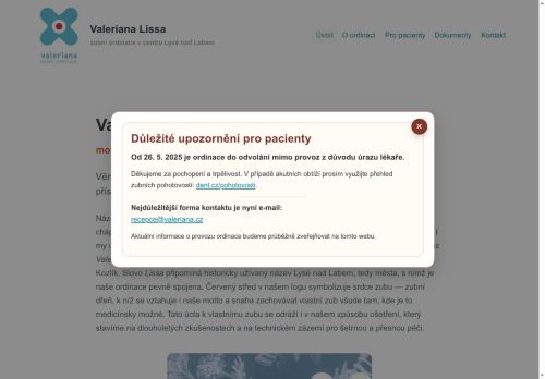 Zobrazit webové stránky Zubní ordinace Valeriana - MUDr. Petr Kozlík