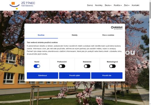 Webové stránky Základní škola Týnec nad Sázavou, příspěvková organizace, Týnec nad Sázavou