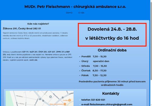 Zobrazit webové stránky Chirurgická ambulance - MUDr. Petr Fleischmann