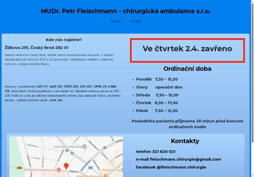 Zobrazit webové stránky Chirurgická ambulance - MUDr. Petr Fleischmann