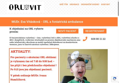 Zobrazit webové stránky ORL a foniatrická ambulance - MUDr. Eva Vitásková