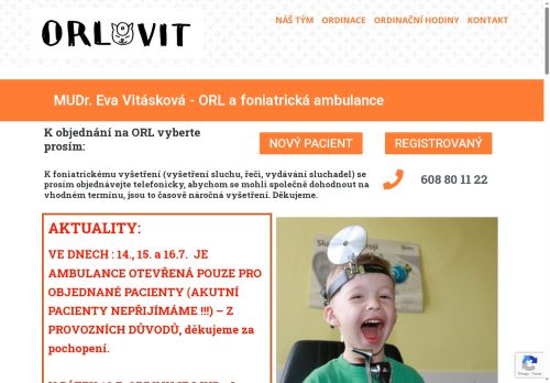 Zobrazit webové stránky ORL a foniatrická ambulance - MUDr. Eva Vitásková