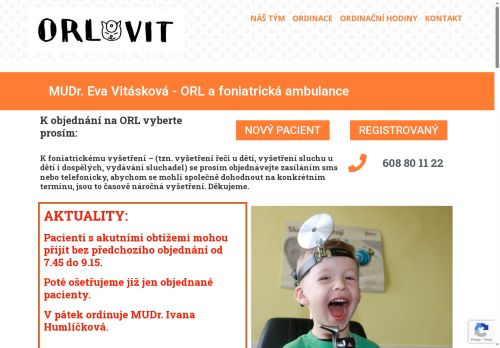 Zobrazit webové stránky ORL a foniatrická ambulance - MUDr. Eva Vitásková