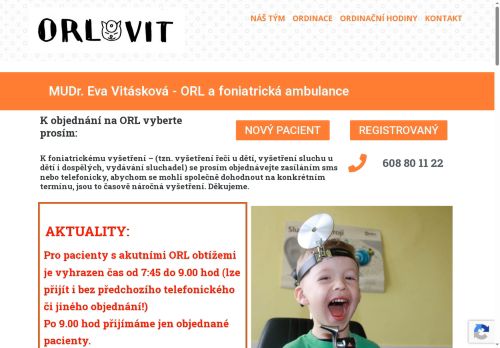 Zobrazit webové stránky ORL a foniatrická ambulance - MUDr. Eva Vitásková