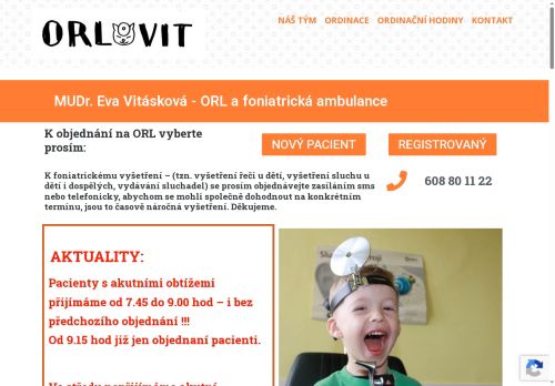Zobrazit webové stránky ORL a foniatrická ambulance - MUDr. Eva Vitásková