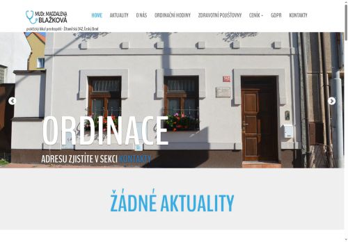 Zobrazit webové stránky Praktický lékař pro dospělé - MUDr. Magdalena Blažková