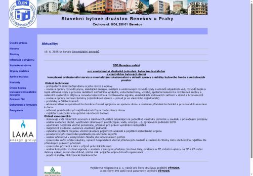 Zobrazit webové stránky Stavební bytové družstvo Benešov u Prahy