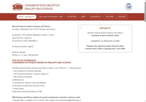 Zobrazit webové stránky Stavební bytové družstvo Kralupy nad Vltavou