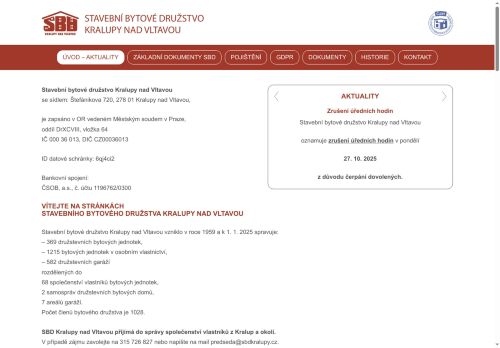 Zobrazit webové stránky Stavební bytové družstvo Kralupy nad Vltavou