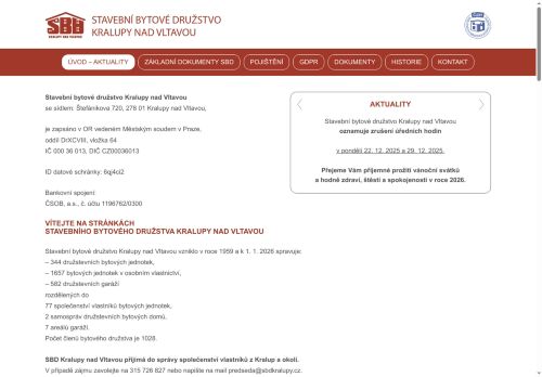 Zobrazit webové stránky Stavební bytové družstvo Kralupy nad Vltavou