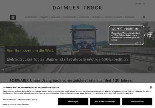 Webové stránky Daimler Buses Česká republika s.r.o., Holýšov